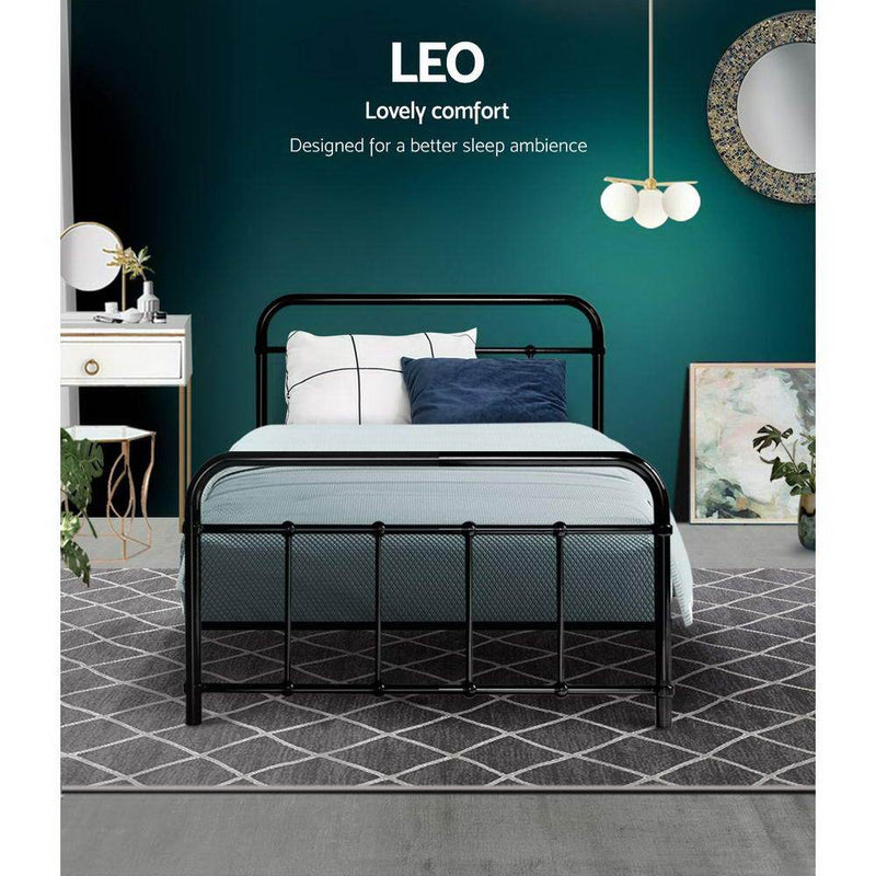 Leo Metal Single Bed Frame Black - Furniture > Bedroom - Rivercity House And Home Co.