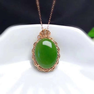 18k Gold Nephrite Jasper Jewelry Natural Green Jade Faceted Wholesale Gem Pendant Manufacturer aljackie.com