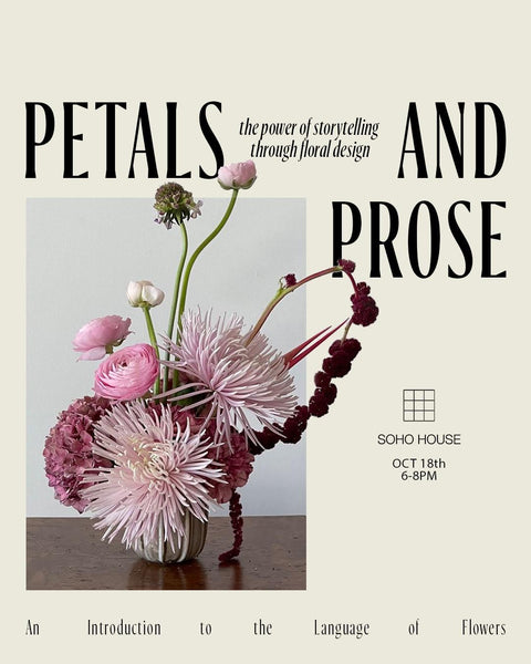 petals and prose floral workshop flyer