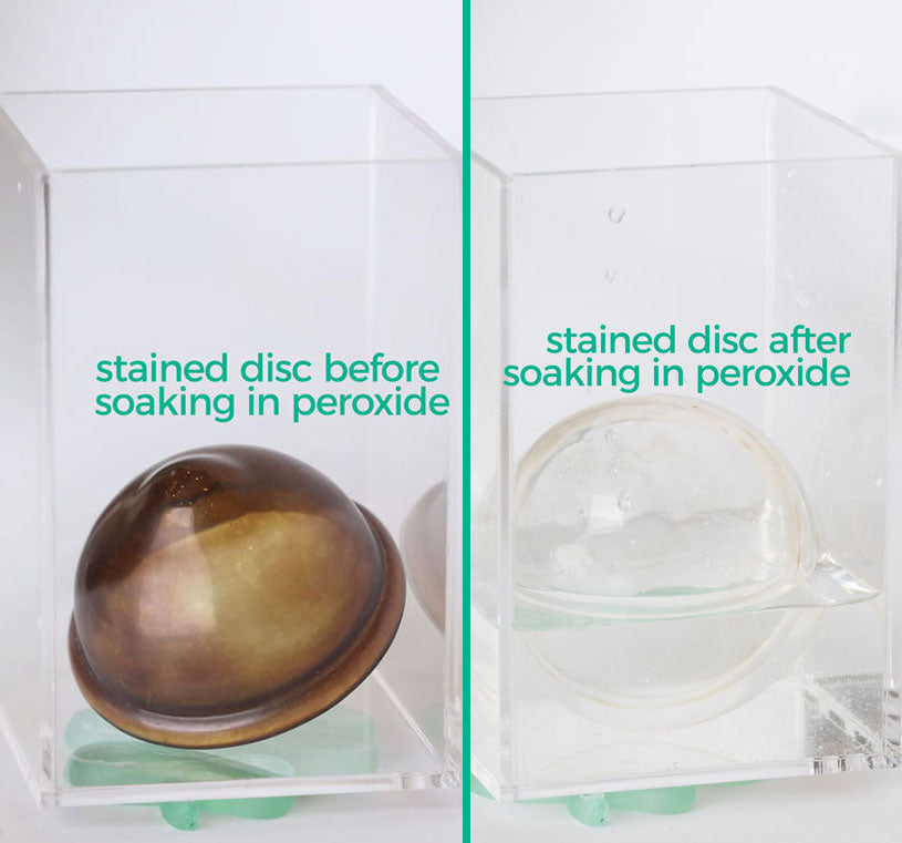 hydrogen peroxide removed stains from stained menstrual disc