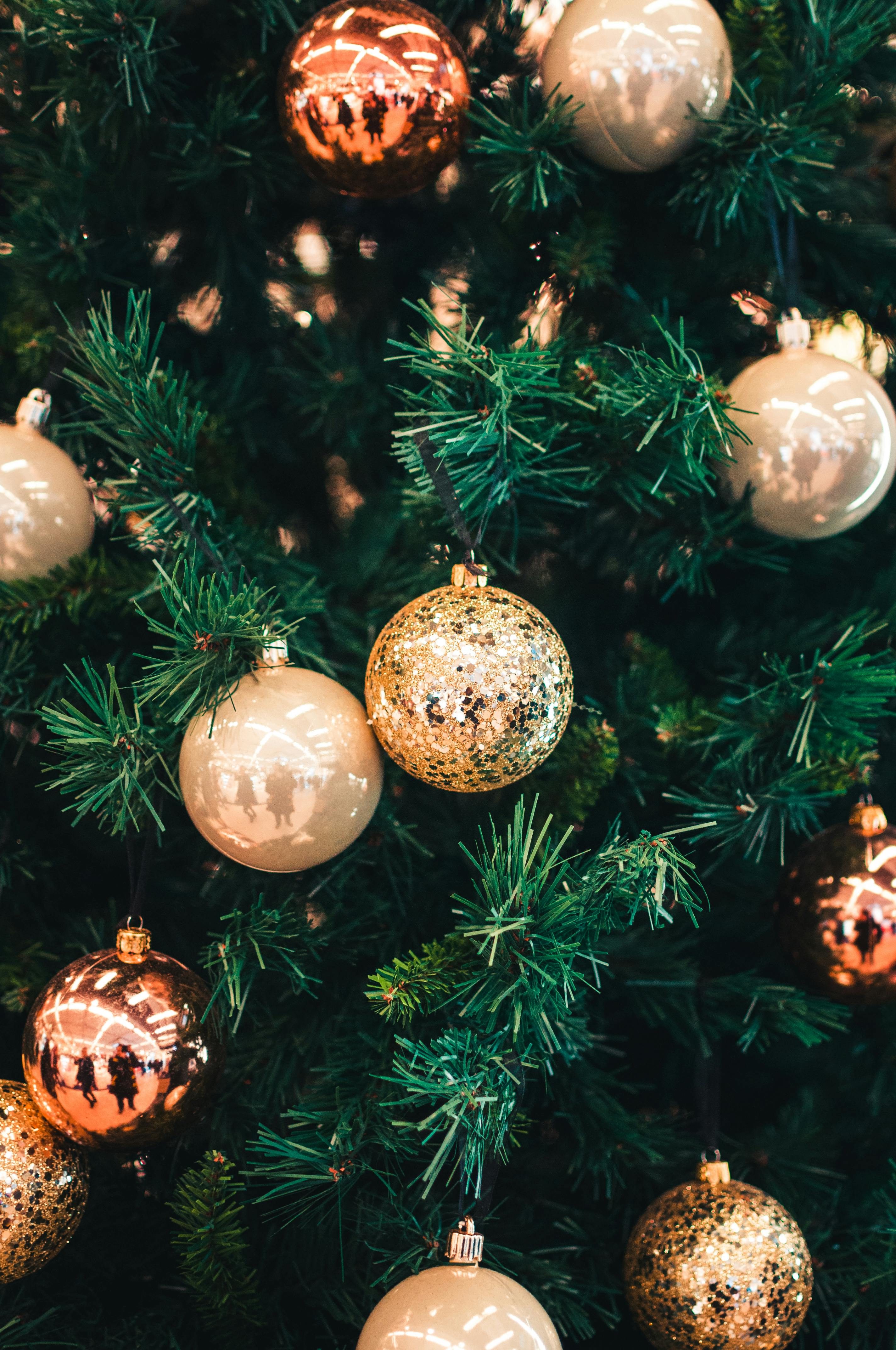 Golden balls on a Christmas tree