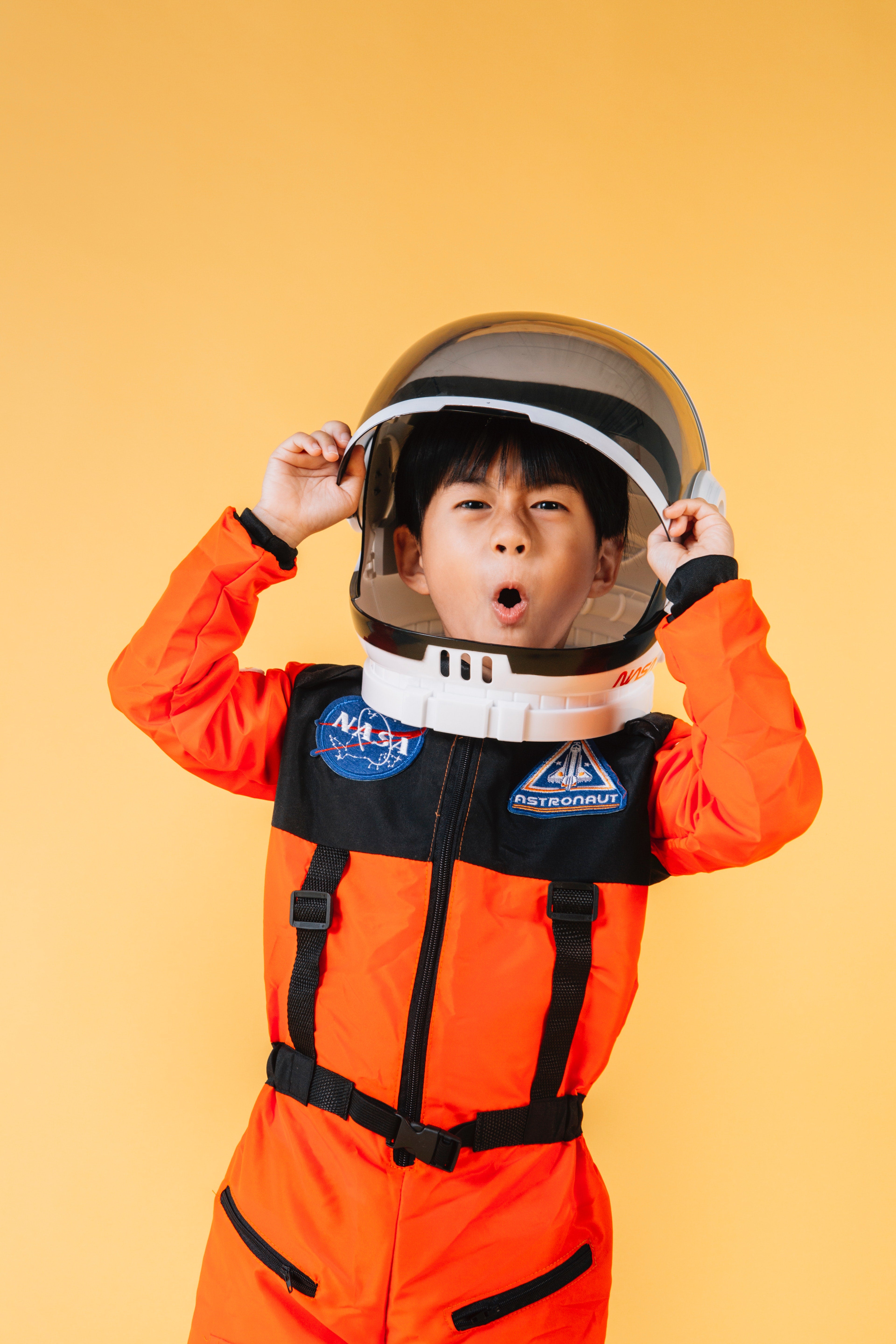 Boy in NASA astronaut costume