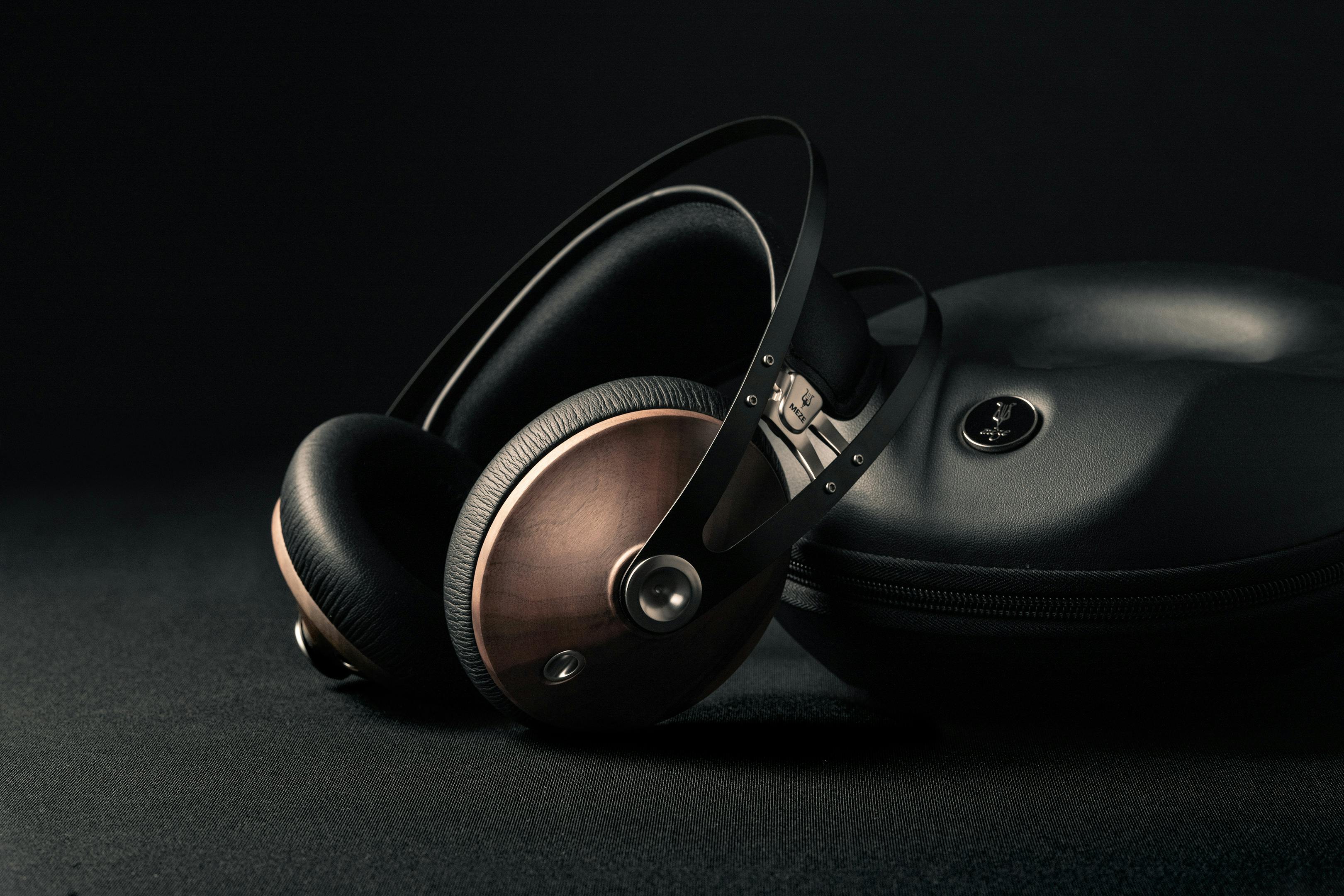 Large headphones on a black background