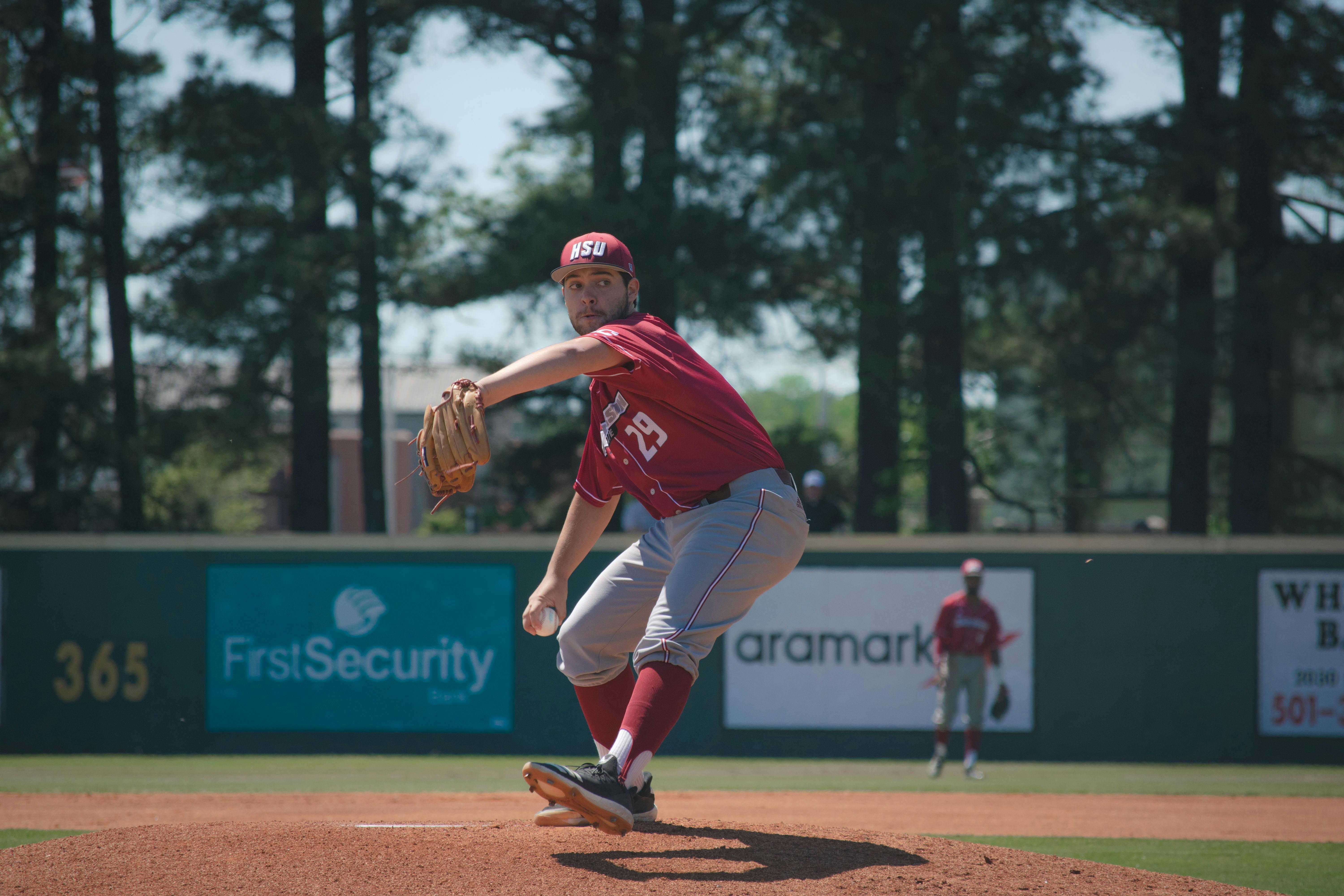 Baseball player throws