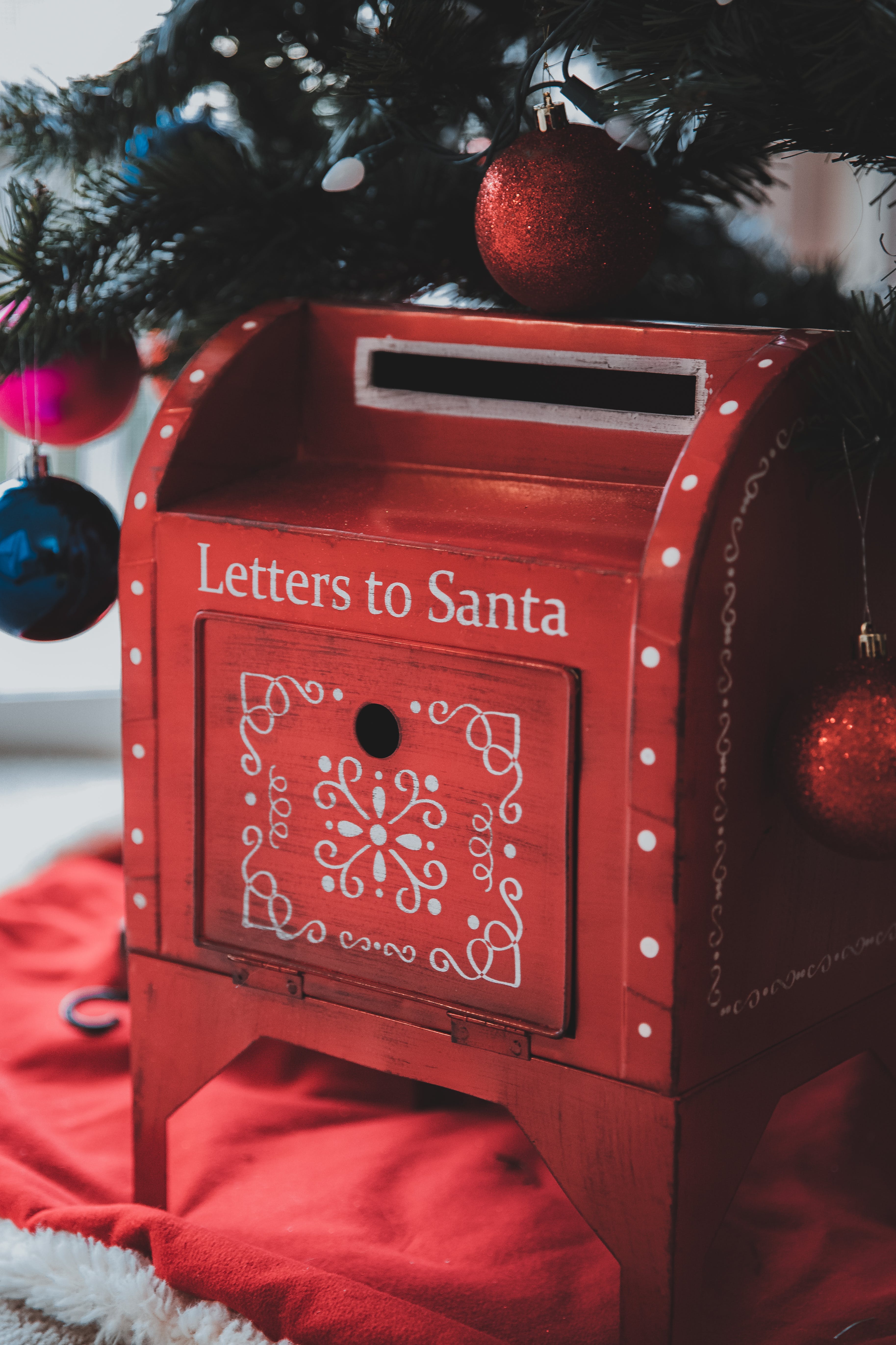 Red mailbox with Letters to Santa inscription