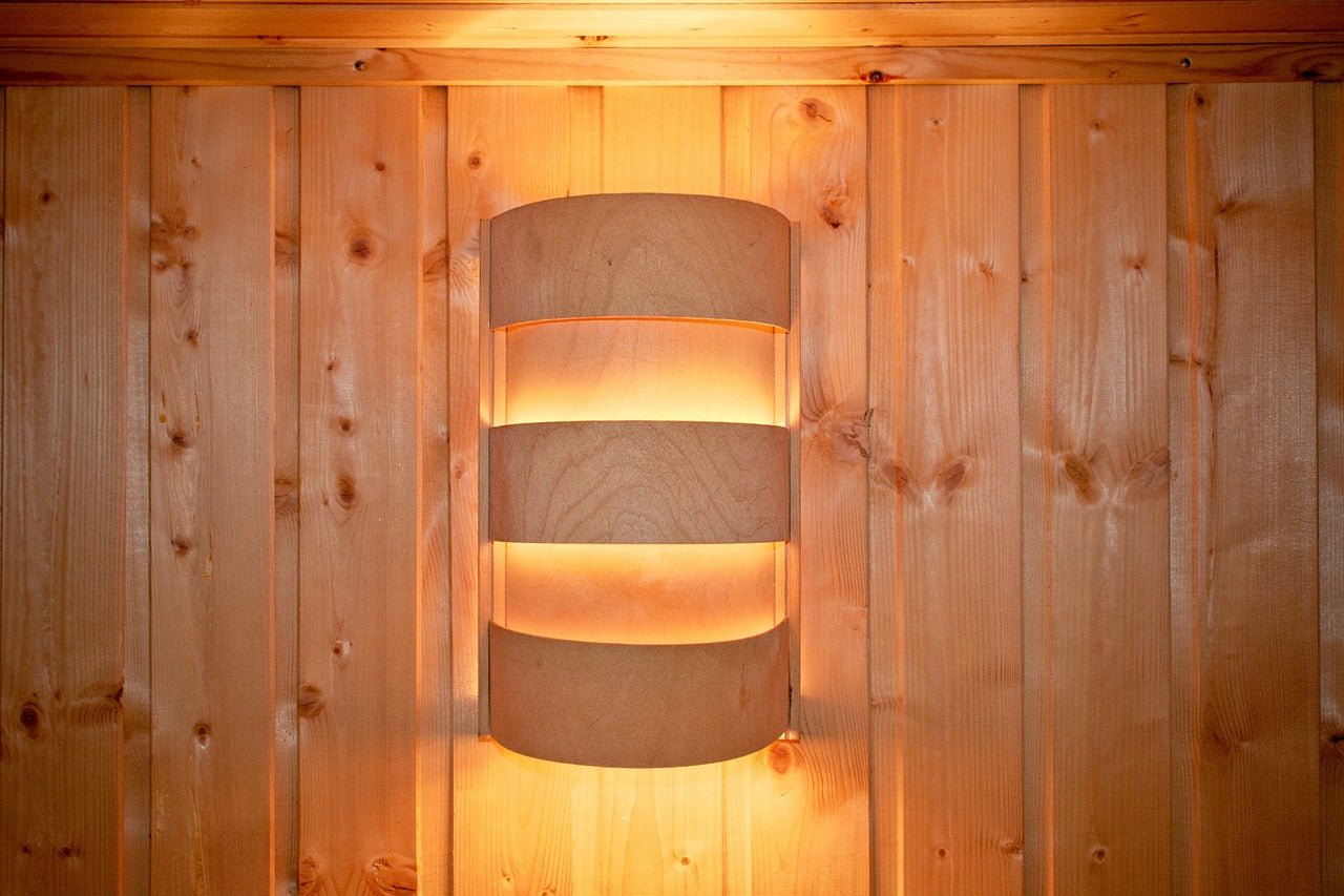 Lamp on a wooden wall