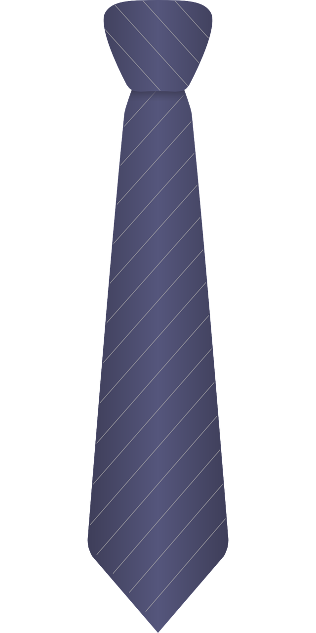 Blue tie with white stripes