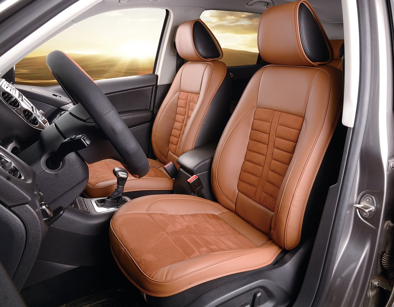 Brown seats in a car