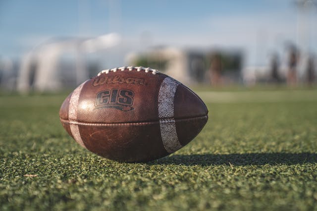 Rugby ball on the lawn