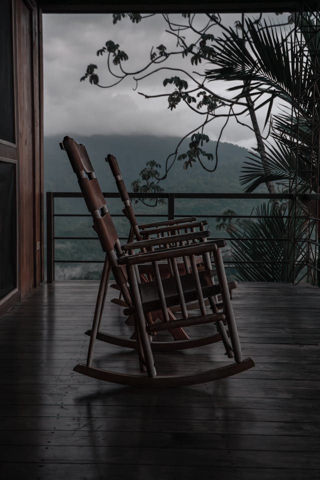 Two rocking chairs on the balcony