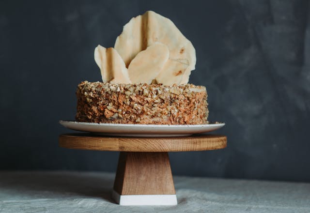 Cake on a wooden stand