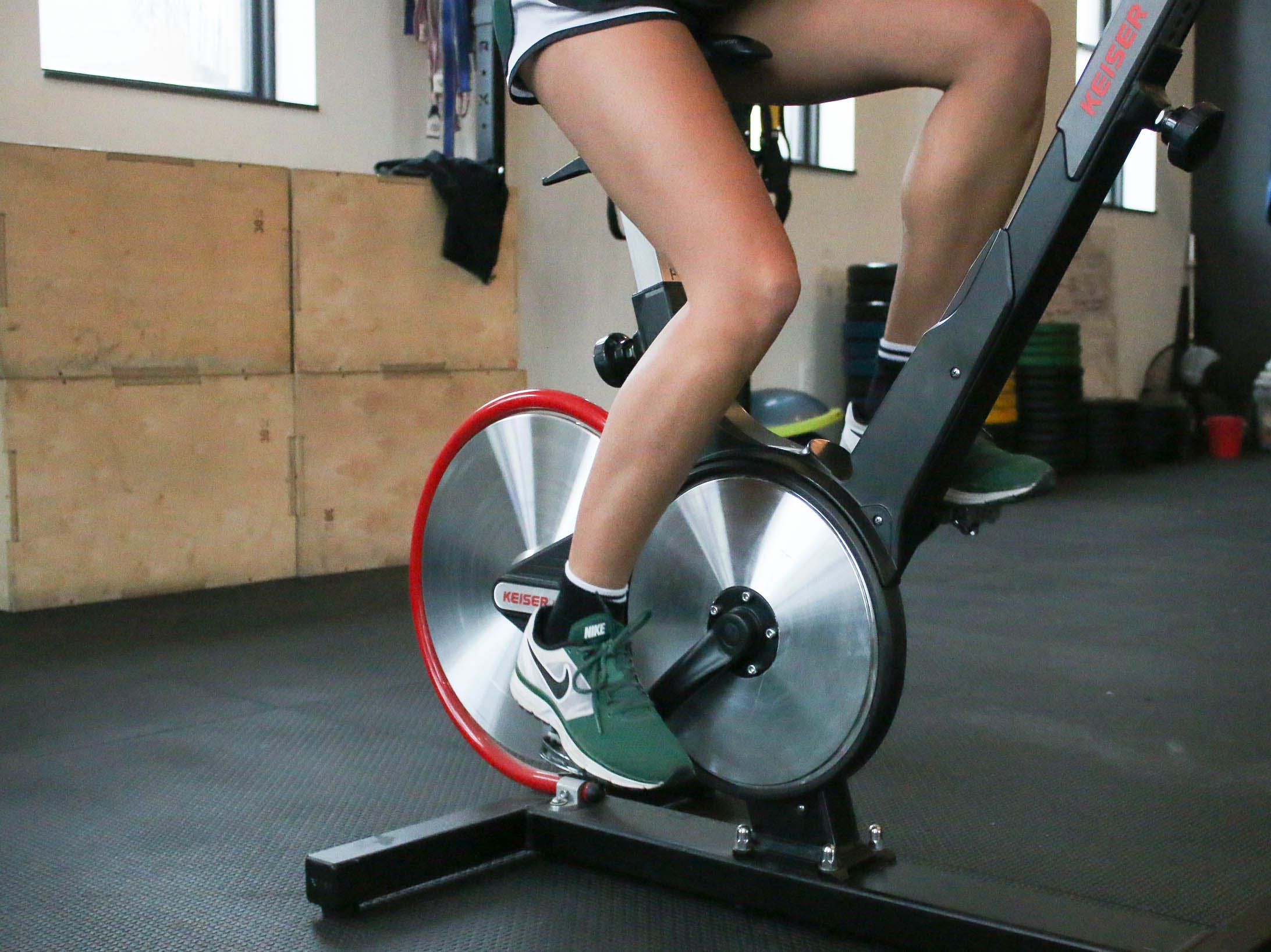 Man on an exercise bike