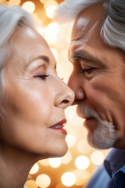  Elderly couple touching each other's noses