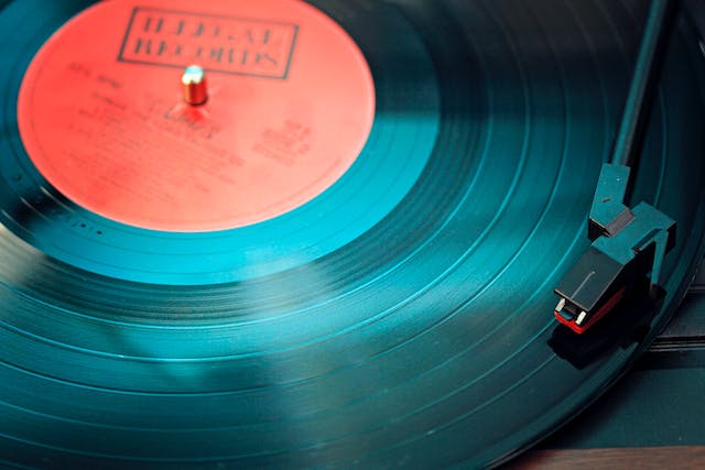 Vinyl record on turntable