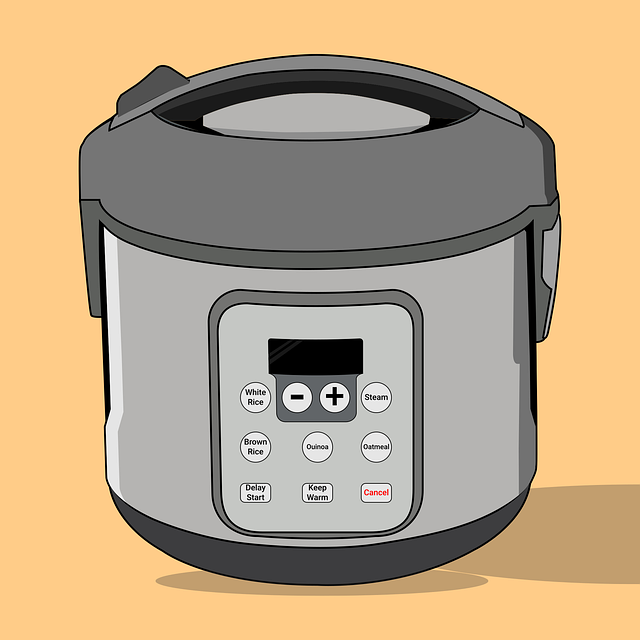 Image of a multicooker on a yellow background