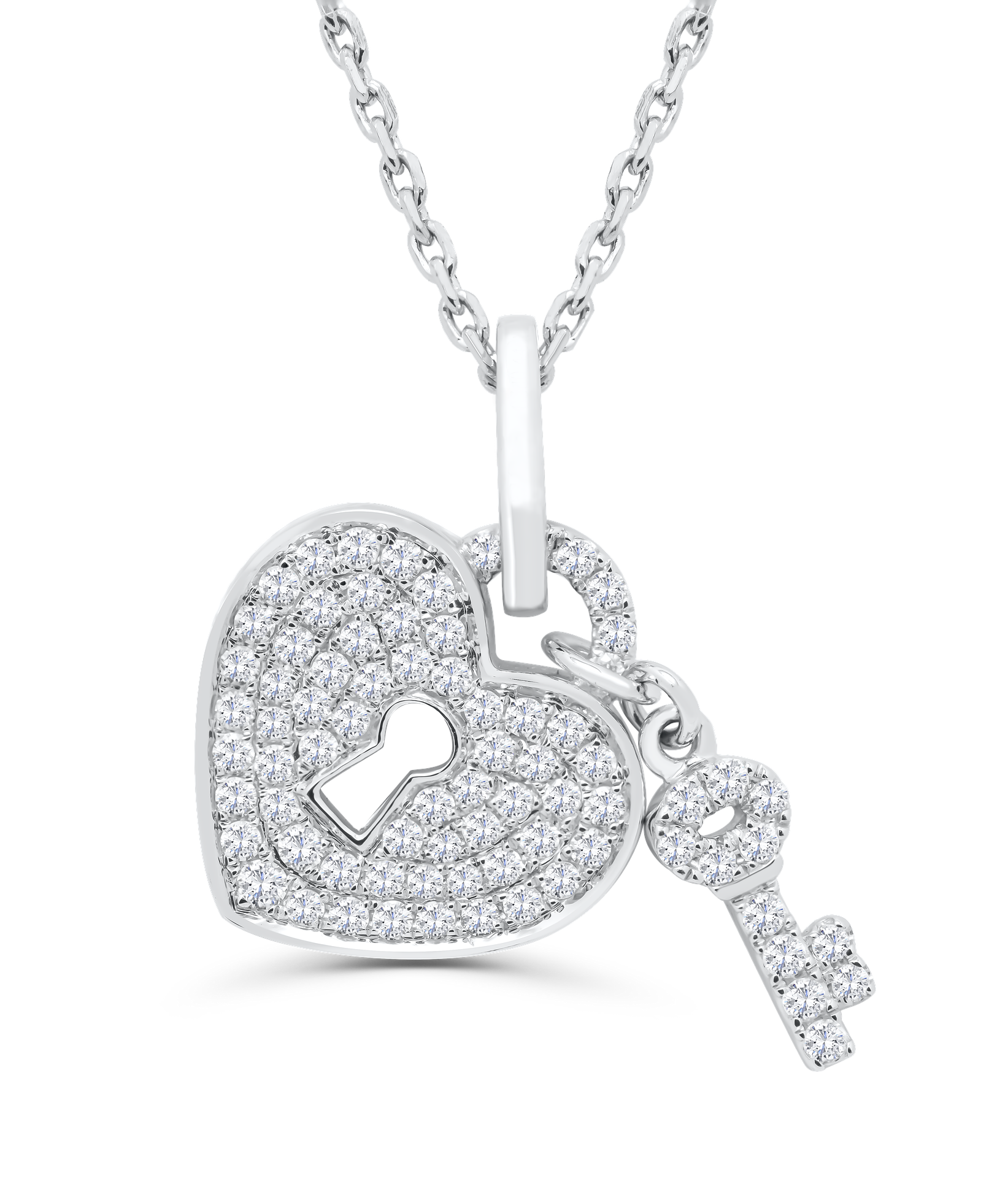 Pendant in the form of a heart with a key