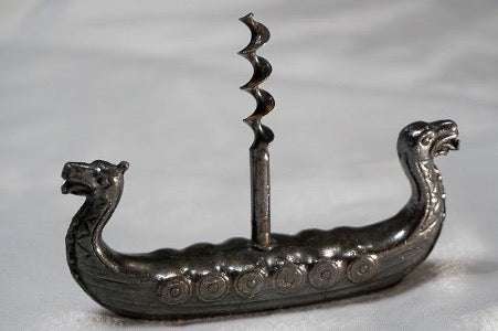 Silver corkscrew with a Viking ship handle