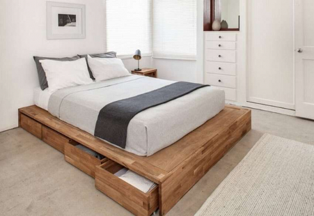 Bed with storage boxes