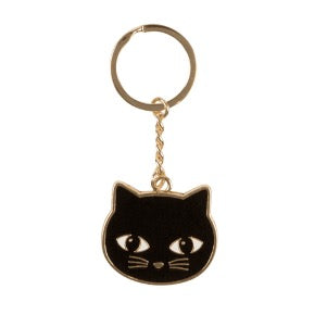 Keychain in the form of a black cat face