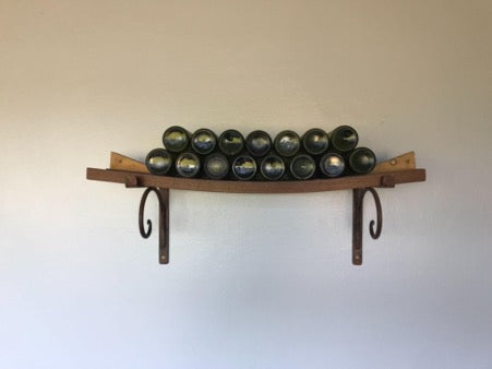  Vintage wine shelf with bottles