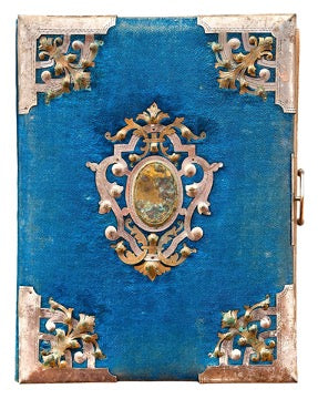 Blue book with gold border