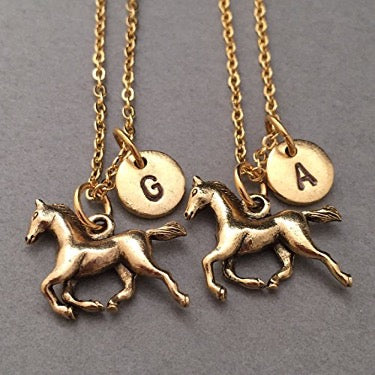 Two horse pendants on chains