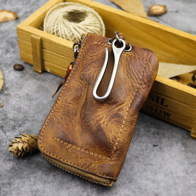 Hand-worn vegetable-tanned leather key case - Auto GoShop