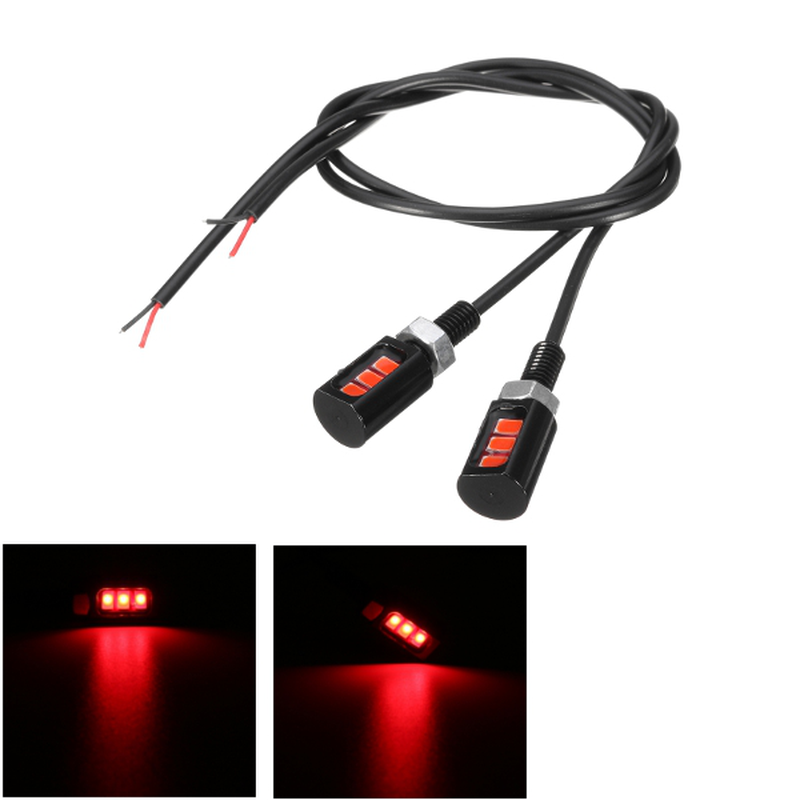 Par 12V LED Universal Motocicleta Coche Matrícula Tornillo Perno Lámparas de luz Rojo Rosa Verde Amarillo