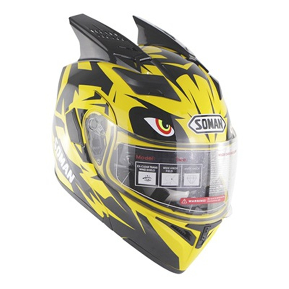 SOMAN Motorrad Integralhelm Dual Lens Anti-Uv Anti-Scratch mit Hupe