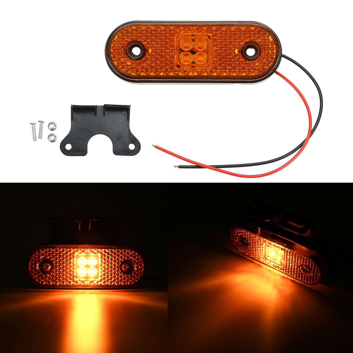 24V 4 LED Truck Side Marker Lights Turn Signals Lamps for Boat Tractor RV