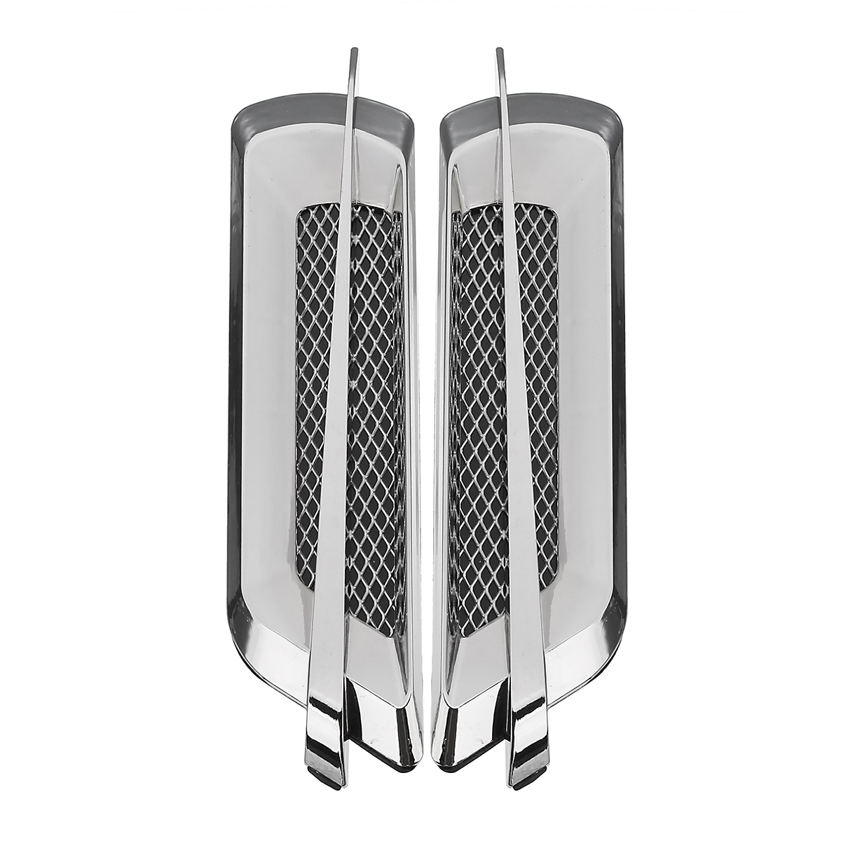 Pair Universal Silver Car Side Air Flow Vent Fender Intake Decoration Stickers