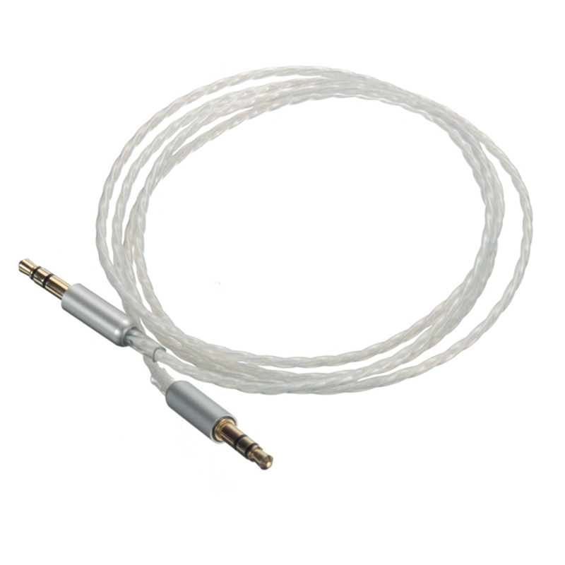 Auto-AUX-Stereo-Stecker auf Stecker Audio-Upgrade PTFE Teflon versilbertes Kabel 3-polig 3,5 mm 1 m