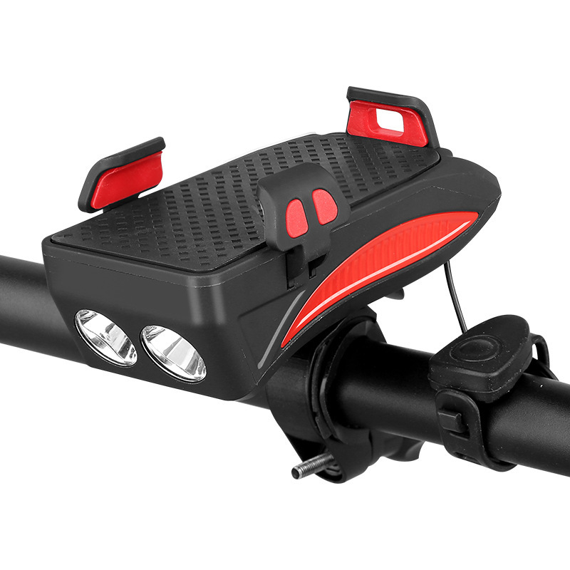 USB wiederaufladbare LED Fahrradscheinwerfer Fahrradhupe Lenker Handyhalter Zyklus VC