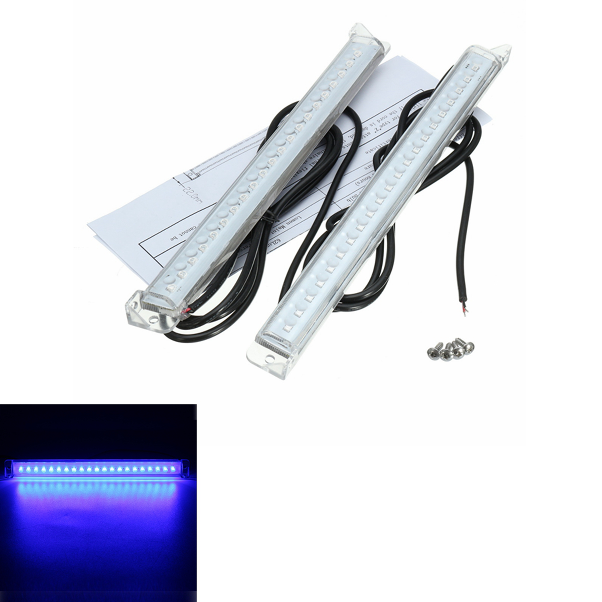 12V Transom Blue Light 21 Led Trim Tab Light Kit Transom Stern Bar Blue under Water Boat Marine