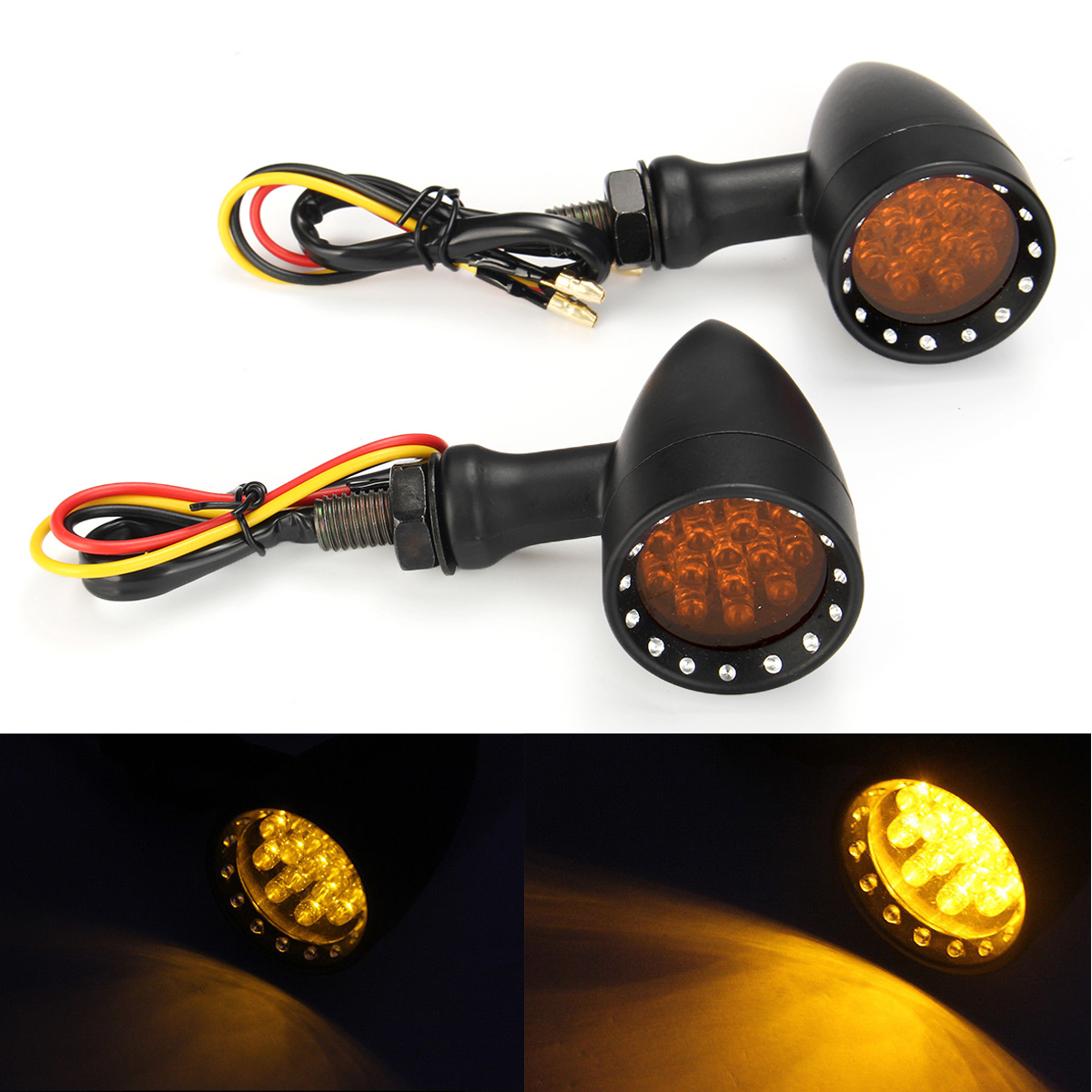 12V Universal Motorcycle Motorbike Yellow LED Bullet Turn Signal Indicator Light