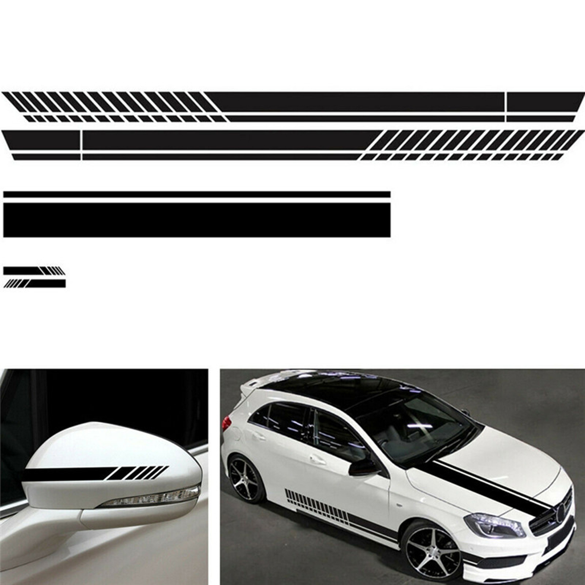 Universal Car Stripe Rock Racing Body Side Dachhaube Aufkleber Aufkleber für alle Autos