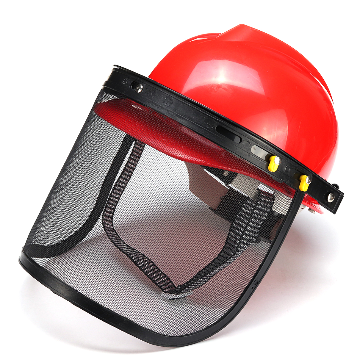 Roter Schutzhelm Vollgesichtsmaske Kettensäge Brushcutte Mesh für Rasenmäher Trimmer Freischneider
