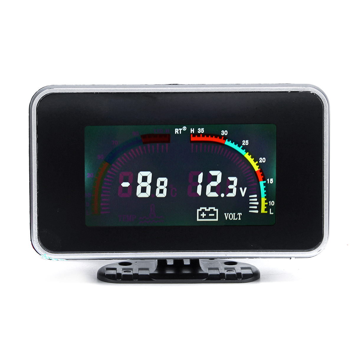 12V 24V 2 en 1 LCD Car Digital Gauge Voltaje Presión Medidor de temperatura del agua M10