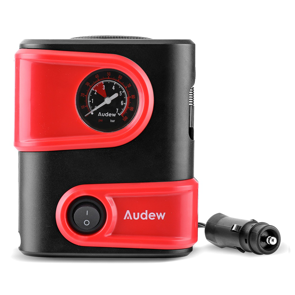 Andew 12V 100PSI 100W Inflador de neumáticos portátil Bomba de compresor de aire eléctrico con manómetro para coche SUV Bicicleta Motocicleta