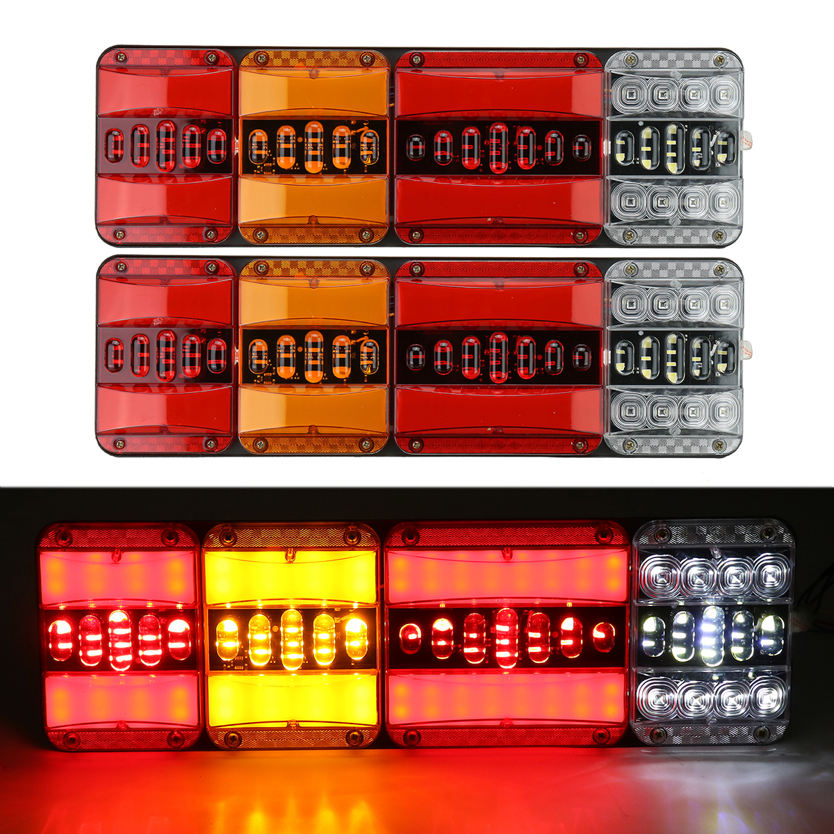 2PCS 24V LED Rear Tail Light Turn Signal Brake Reverse Flowing Traffic Warning Lamp for Trailer Truck Waterproof