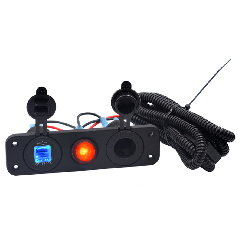 12C-24V 3.1A Dual USB Cargador Socket LED Switch Panel Fuente de alimentación Impermeable Marine Car Boat