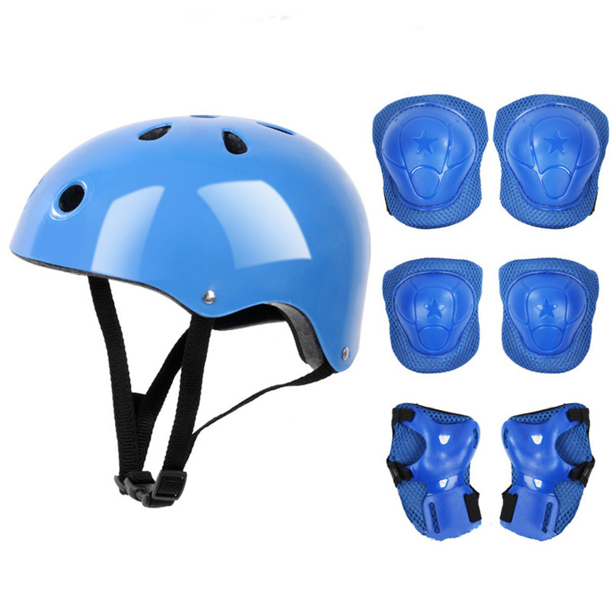 7PCS Set Niños Niñas Niños Seguridad Patinaje Bicicleta Casco Rodilla Codo Equipo de protección