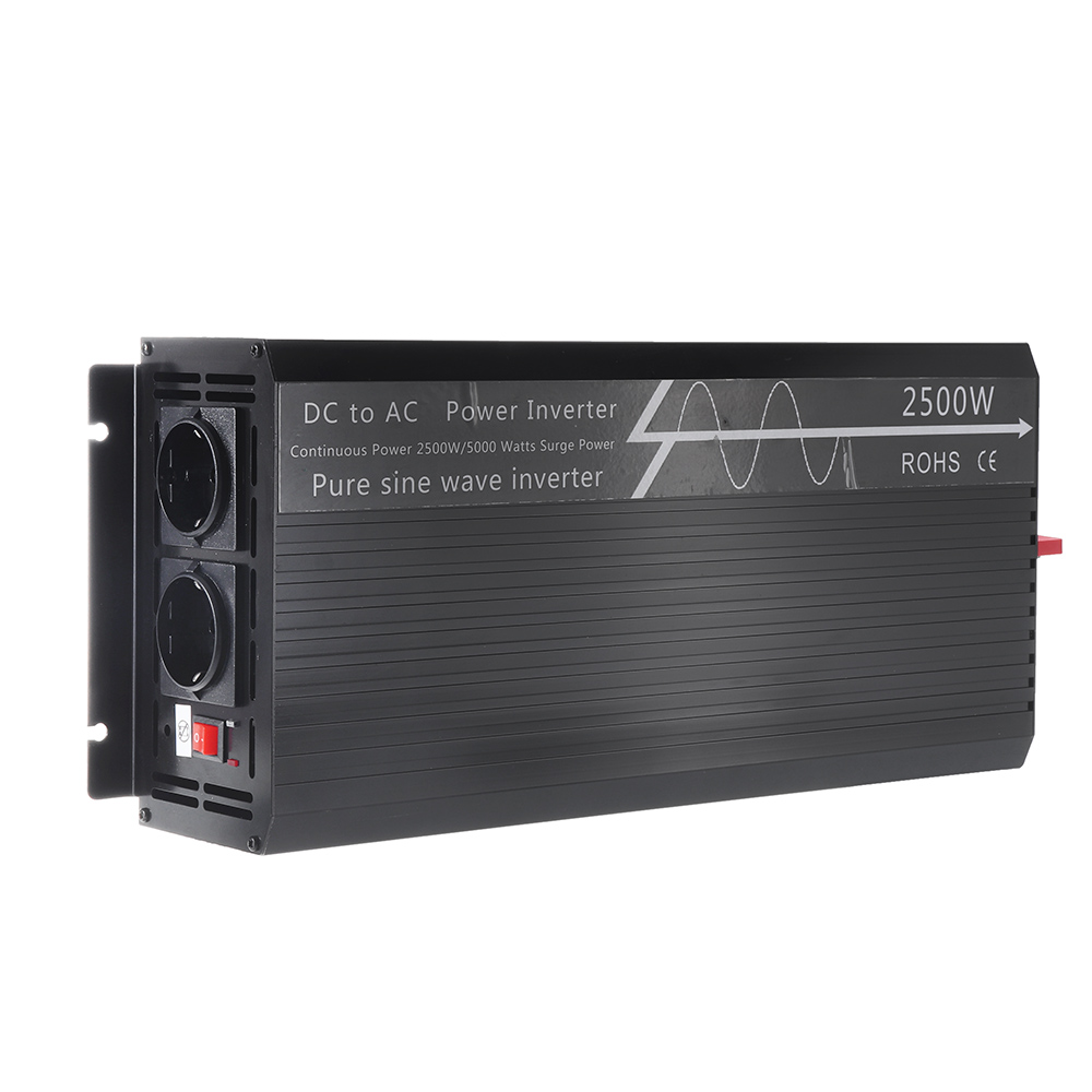 PUGU 2500W Auto-Wechselrichter DC 12/24V auf AC 110/220V Reiner Sinus-Konverter mit externem LED-Bildschirm mit Fernbedienung