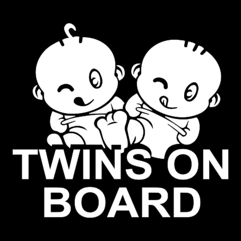 15X14Cm Twins on Board Warning Reflective Car Stickers Auto Truck Vehicle Motorcycle Decal