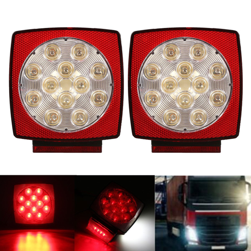 Luces traseras de remolque cuadradas LED de 12V, lámpara de freno de camión, montaje de perno Universal
