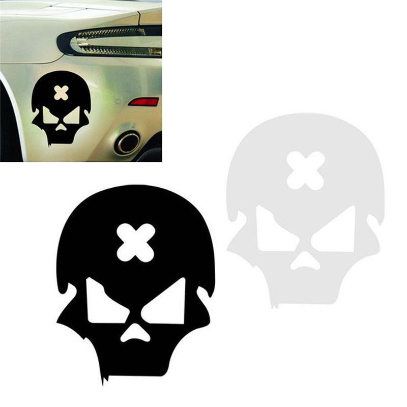 Cross Error Skull Autoaufkleber Skeleton Motorrad Reflektierender Vinyl-Aufkleber Tag 14 cm * 11 cm