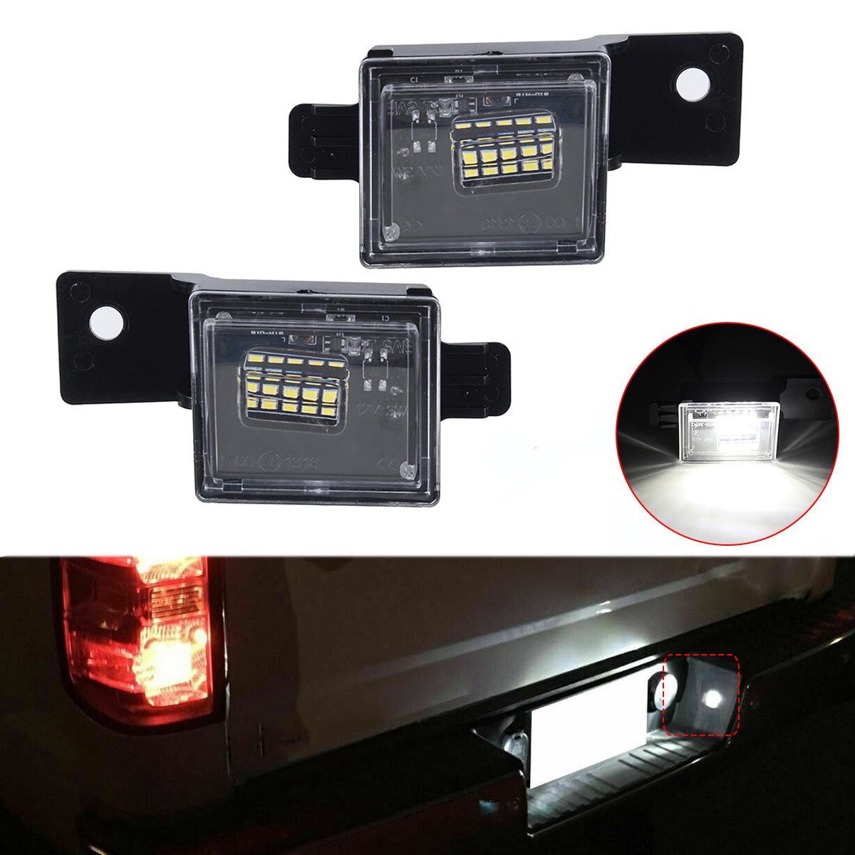 2PCS LED License Plate Light for Chevy Silverado 2014-2018 GMC Sierra BRIGHT SMD