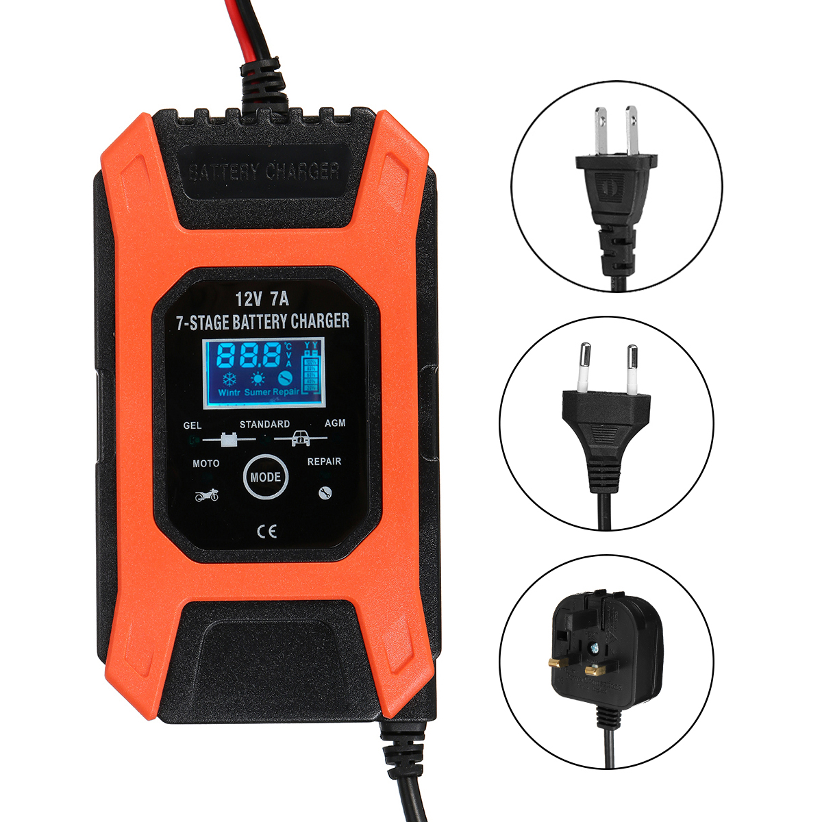 12V 7A 7-stufiges LCD-Impuls-Reparatur-Ladegerät für Auto-Motorrad-AGM-Gel-Nass-Blei-Säure