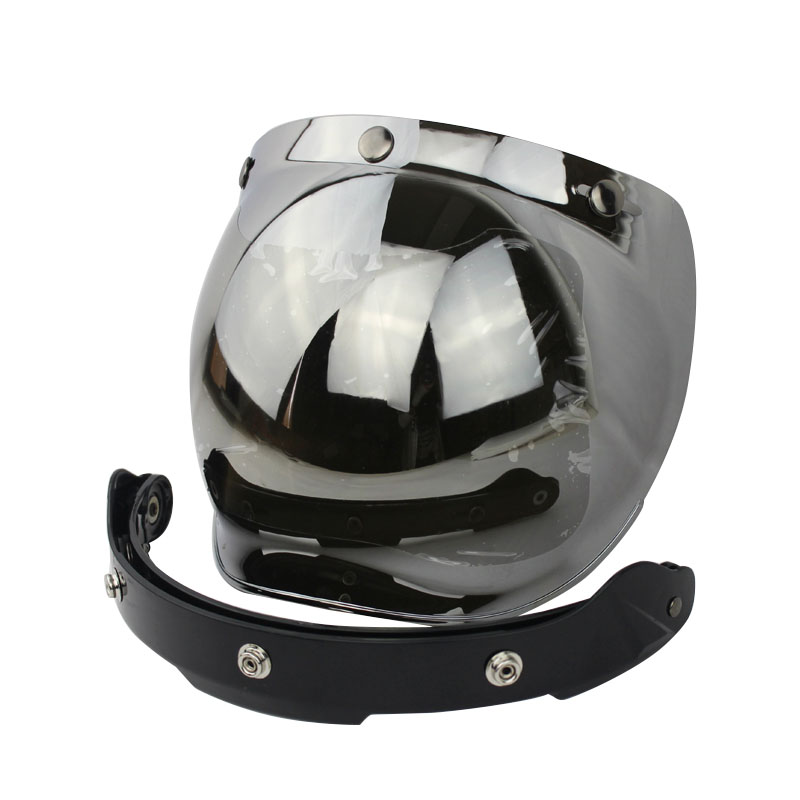 CYCYLEGEAR Bubble Shield - Lente para casco para medio casco volador retro con tres hebillas y marco negro