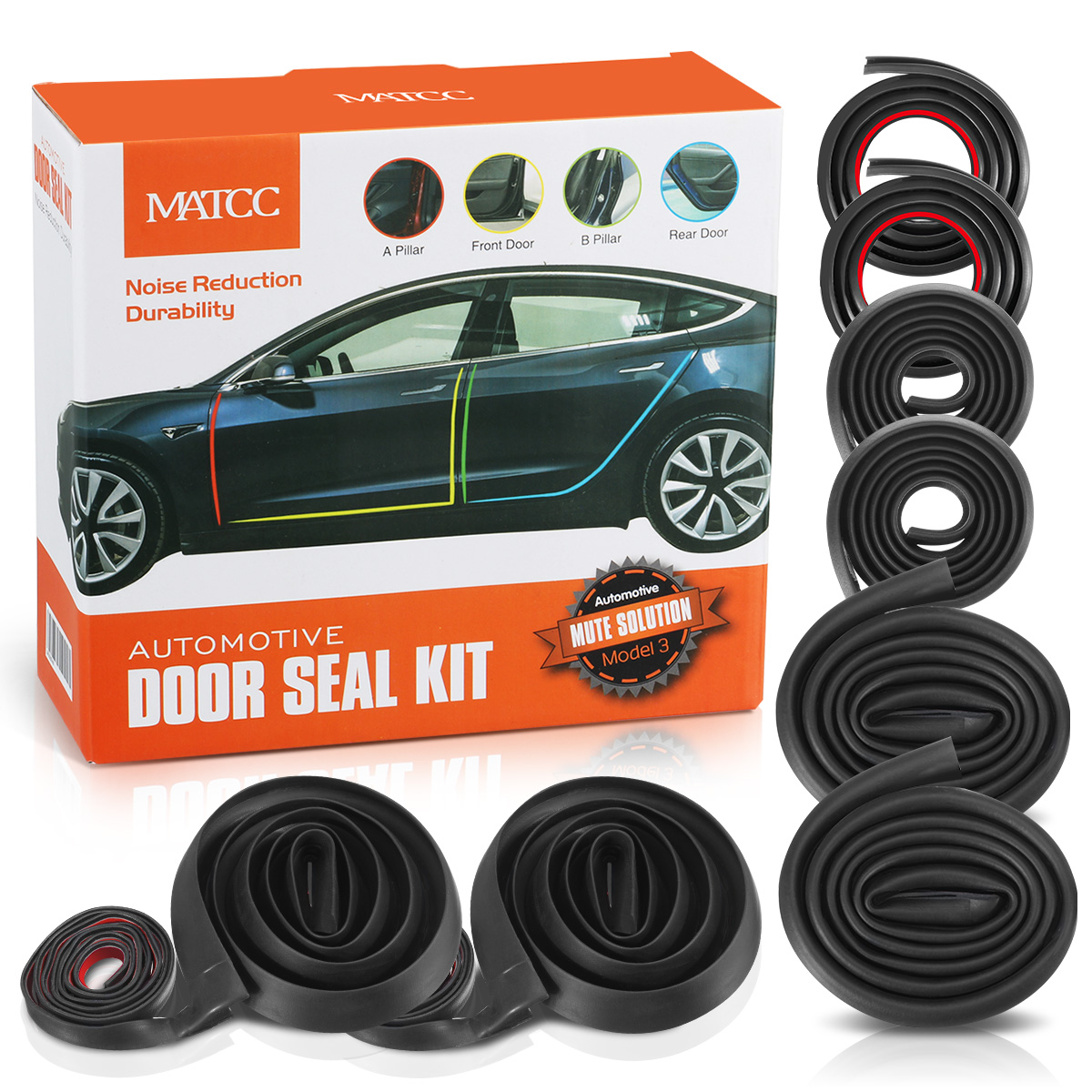 Kit de sello de puerta de coche MATCC para Tesla modelo 3 EPDM autoadhesivo insonorizado accesorios de goma burlete reducción de ruido del viento